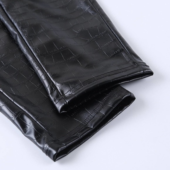 Elastic Waist Tie Zipper Casual Skinny Pants - Picture 11 of 11